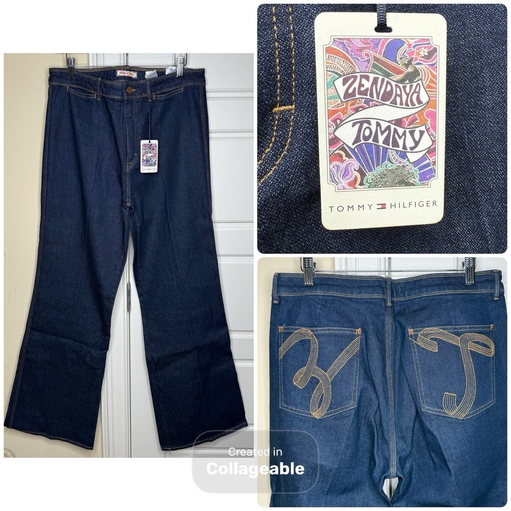 Zendaya x Tommy Hilfiger High Waist Bootcut Flare Loose Leg Jeans Size 33/35 NWT